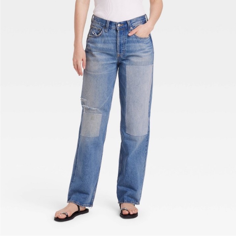 Universal Thread Baggy Straight 90s Distressed Blue Jeans